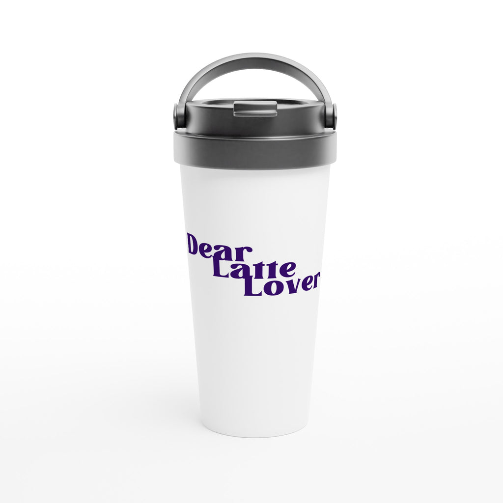 White 15oz Stainless Steel Travel Mug – Dearlattelover 